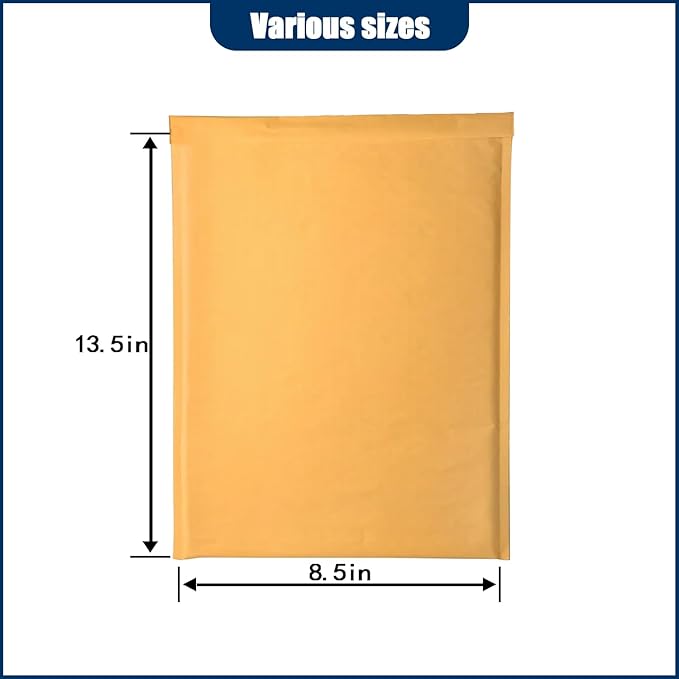 Natural Kraft Bubble Mailer Envelopes, Small Bubble Mailers 8.5x13.5 Inch, 50 Pack Padded Envelopes, Self-Seal Shipping Envelope,Tear-Resistant Mailing Envelope Padded