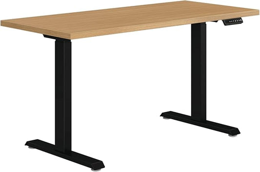 HON Coze Electric Standing Desk Adjustable Height, Coordinate Height Adjustable Desk, 54", Natural Recon Top, Black Base