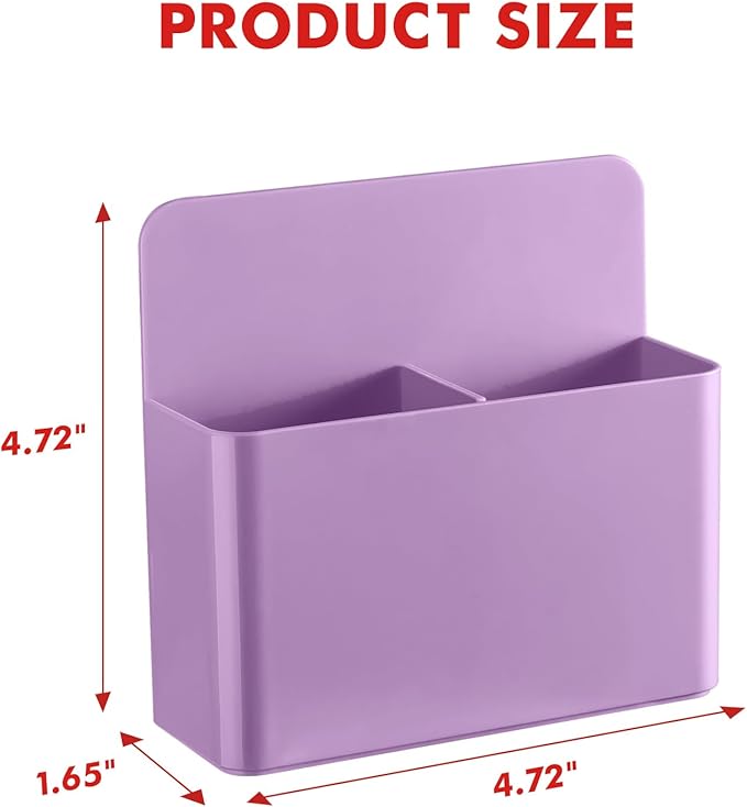BEYGORM 2 Pack Plastic Magnetic Pen Holder for Refrigerator, Dry Erase Marker Holder for Whiteboard，Magnet School Locker Organizer Accessories, Pencil Cup, Pen Caddy, Classroom Organization(Purple)