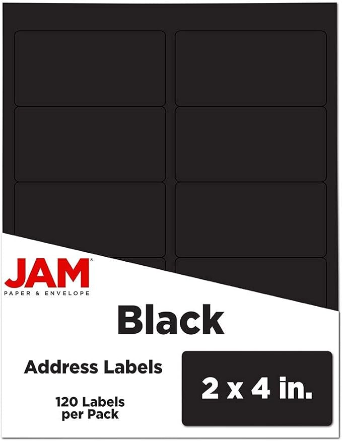 JAM PAPER Shipping Address Labels - Standard Mailing - 2 x 4 - Black - 120/Pack