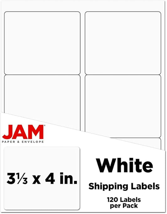 JAM PAPER Shipping Address Labels - Large - 3 1/3 x 4 - White - 120/Pack