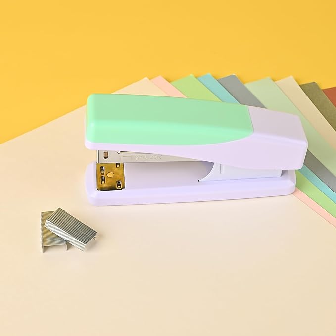 Temiary Morandi Desktop Stapler with 400 Standard Staples, 25 Sheet Capacity, Jam Free, No Effort Staplers for Classroom Office (Green)