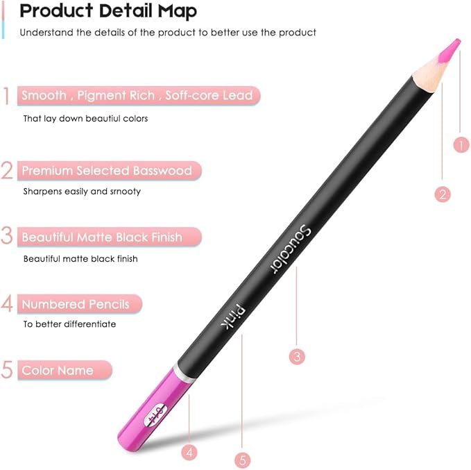 Soucolor 72-Colors Premium Artist Colored Pencils Set with Zippered Case for School Preppy Supplies, Drawing Kit Art Supplies for College Students