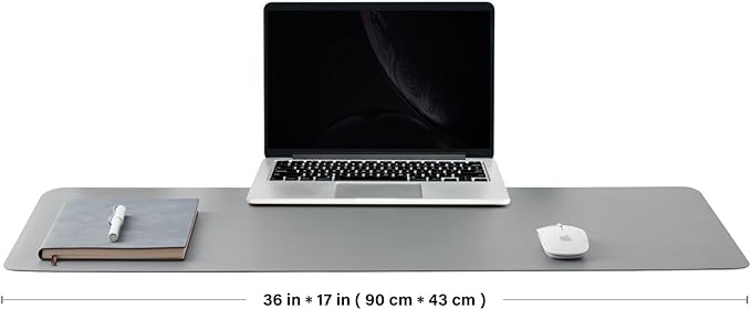 HOMIEAZICOZI Leather Desk Mat - Non-Slip PU Pad for Office and Home Organization Accessories Ideal Large Mouse Mats on Top of Desks (Dark Gray,36''x 17'') (DPD-DGr-L)
