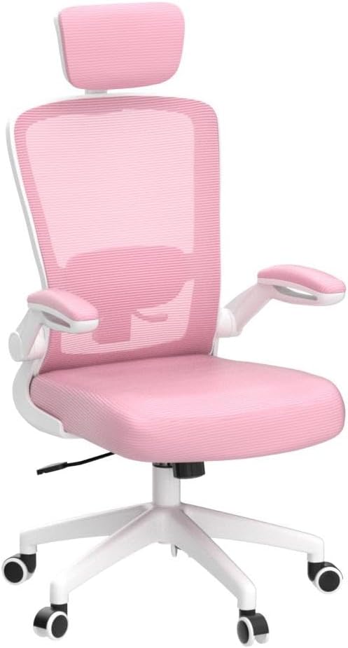 FelixKing Ergonomic Office Chair, Headrest Desk Chair Office Chair with Adjustable Lumbar Support, Home Office Swivel Task Chair with High Back and Armrest, Adjustable Height Gaming Chair(Pink)