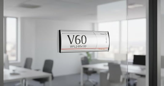 SET OF 5, SIGN HOLDER DOOR WALL MOUNT NAME PLATE FRAME DISPLAY CURVATURE PLAQUE SILVER ALUMINUM, 6.00" W x 2.36" H