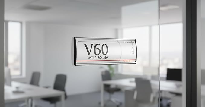 SET OF 10, OFFICE SIGN HOLDER FOR DOOR OR WALL MOUNT NAME PLATE FRAME DISPLAY CURVATURE PLAQUE SILVER ALUMINUM, 6.00" W x 2.36" H