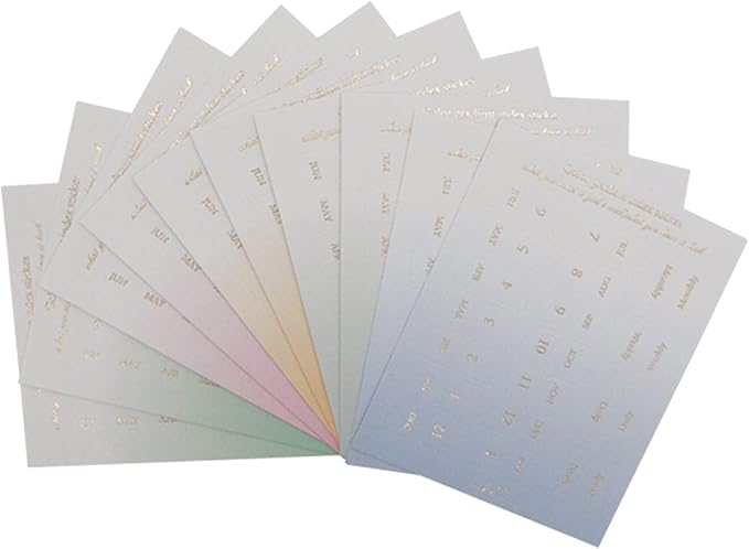 10 Sheets Self Adhesive Tabs Gradient Color Stickers Monthly Calendar Index Tabs for Planners, Journal, Notebook, Agendas and Organizers, Office Supplies (Quiet), 88mm*110mm