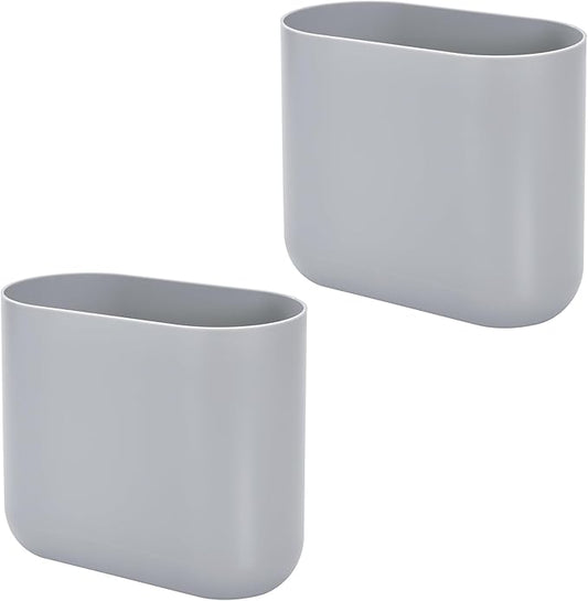 iDesign Small Oval Plastic Trash Ideal for Bathroom, Bedroom, or Office-Set of 2-Gray Waste Can