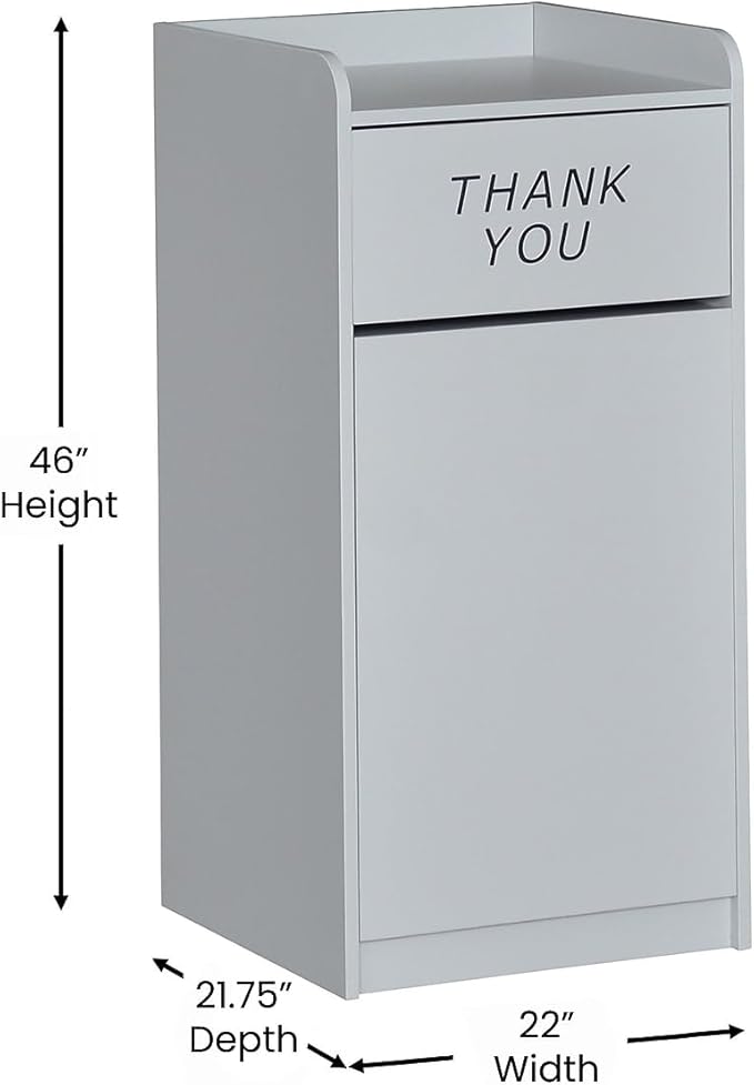 Flash Furniture Wood Tray Top Receptacle, Set of 1, Gray