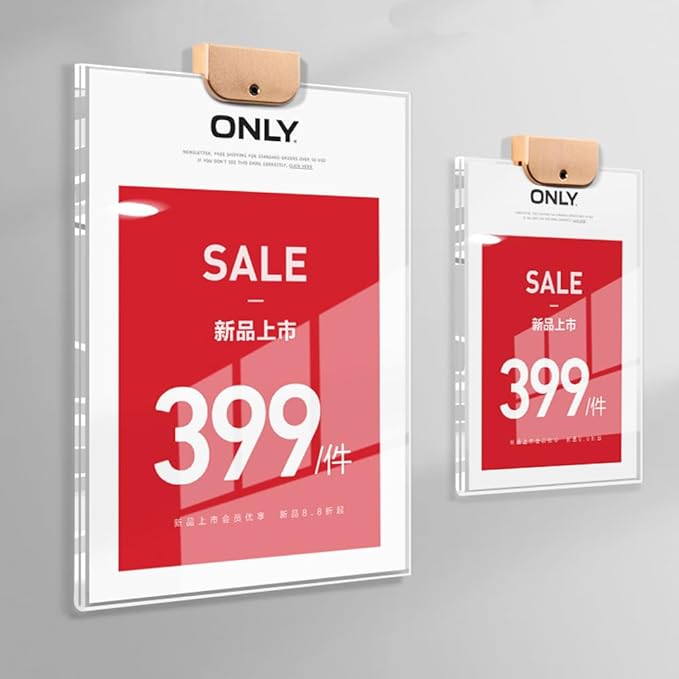 Wall Mount Acrylic Sign Holder with 3M Tape, Photo Menu Flyer Display Frames for Mall, Office, Home, Restaurant (Metal Vertical A5 148×210mm/5.83×8.27inches)