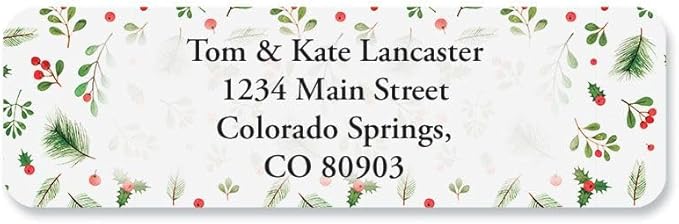 Christmas Winter Berries Standard Rolled Address Labels - Set of 125 2 1/2" x 3/4" Rolled Labels