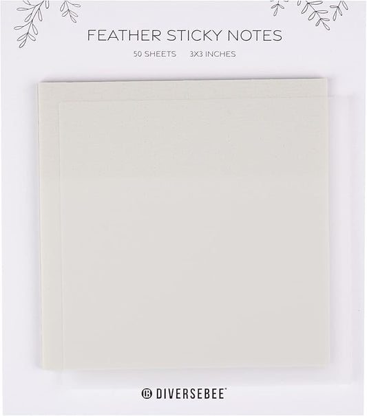 DiverseBee 50 Sheets Pastel Transparent Sticky Notes, 3x3” Clear Sticky Tabs, Translucent Page Flags Book Markers Stickers, Planner Accessories, Bible Journaling Study Office School Supplies (Feather)