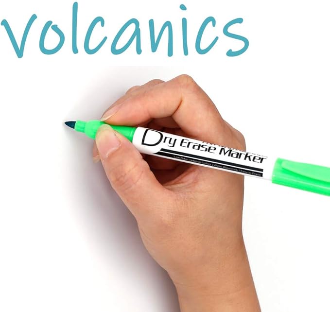Volcanics Green Dry Erase Markers Low Odor Fine Whiteboard Markers Thin Box of 12