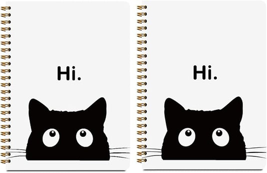 2 Pcs Cute Cat Spiral Notebook, Cute Gifts Journaling Notebooks Cat Lover Gifts for Women Teacher Girls Note Books Journals for Writing Hardcover Notebook Office Classroom College Supplies