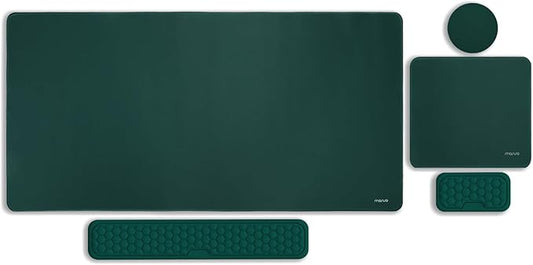 MOSISO Large Gaming Mouse Pad&Massage Keyboard Wrist Rest&Mousepad&Wrist Rest&Coaster,Ergonomic Non-Slip Base Pad Set&Pain Relief Easy Typing Cushion with Memory Foam for Home Office, Peacock Green