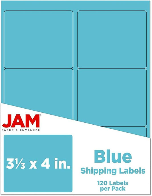 JAM PAPER Shipping Address Labels - Large - 3 1/3 x 4 - Blue - 120/Pack