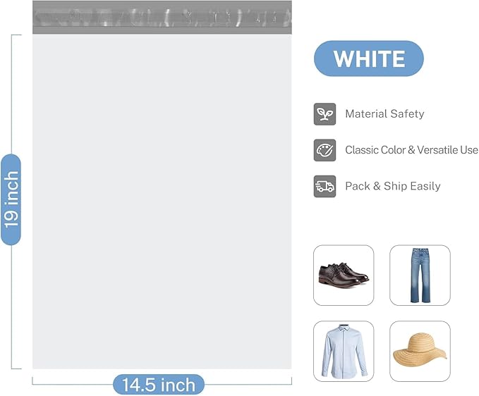 Metronic Poly Mailers 14.5x19 2000 Pack White, Large Shipping Bags Bulk Mailing Envelopes for Small Business, Mailers Poly Bags for Shipping Self Seal, Mailing Envelope Packaging Bags