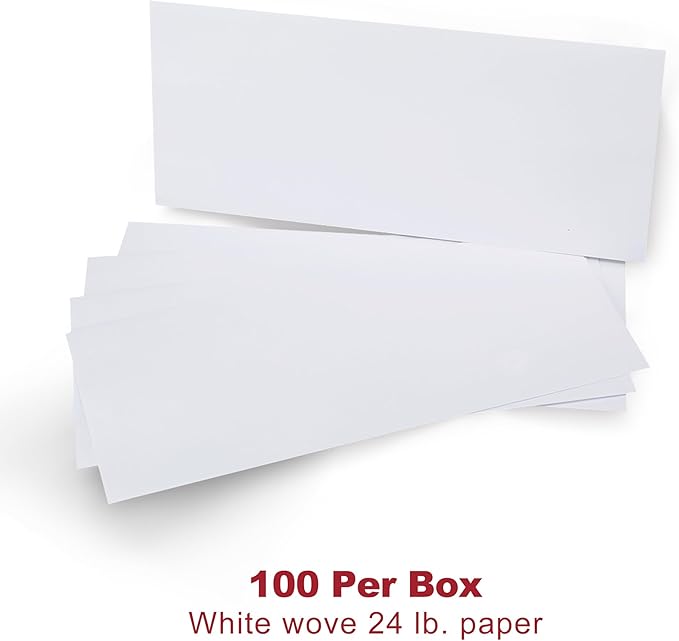 Zzrywuty #10 Letter Size Mailing Envelopes for Business, 100pcs Self Seal Windowless Security Envelopes 4-1/8 x 9-1/2 Inch White 24LB Paper