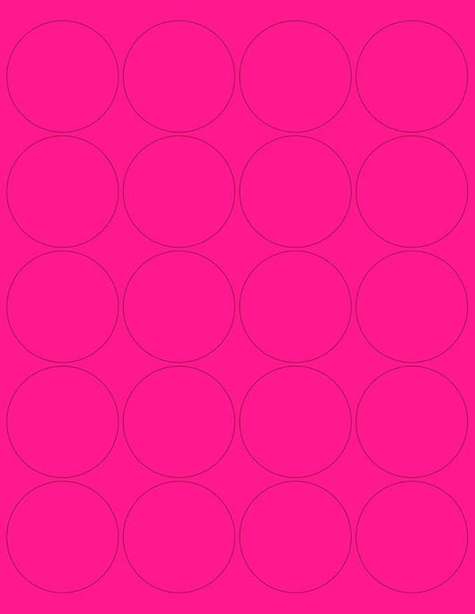 NextDayLabels - 8-1/2 x 11 Neon Color High Light Fluorescent Labels for Laser & Inkjet Printer (Pink Fluorescent, 2" Round - 20 Per Page | 1000 Labels)