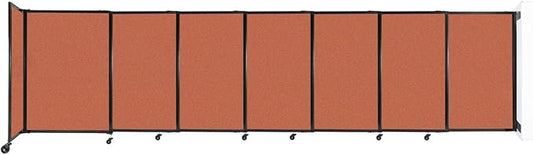 Wall-Mounted Sliding StraightWall Room Divider | Adjustable Widths | Locking Wheels | Room Separator | Up to 15'6" Wide x 4' Tall Papaya Fabric Panels