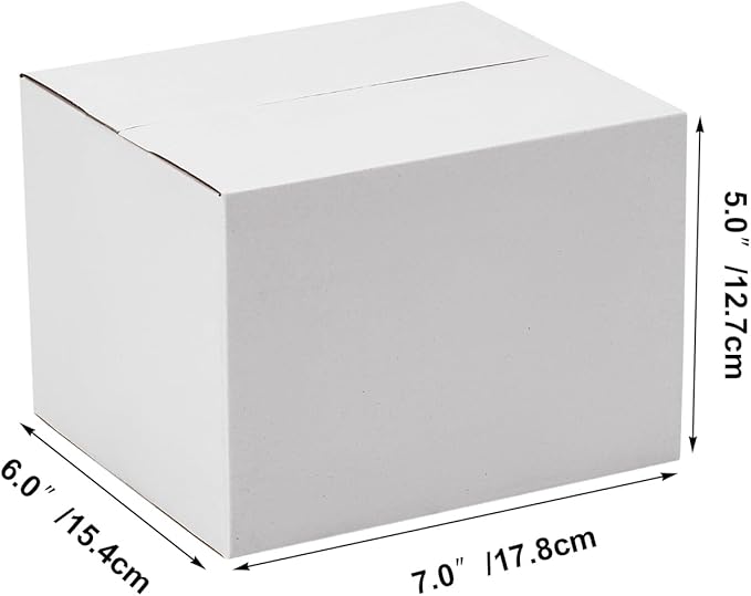 7x6x5 Shipping Boxes Set of 40, White Kraft Corrugated Cardboard Boxes Mailers for Packaging(17.8x15.4x12.7 cm)