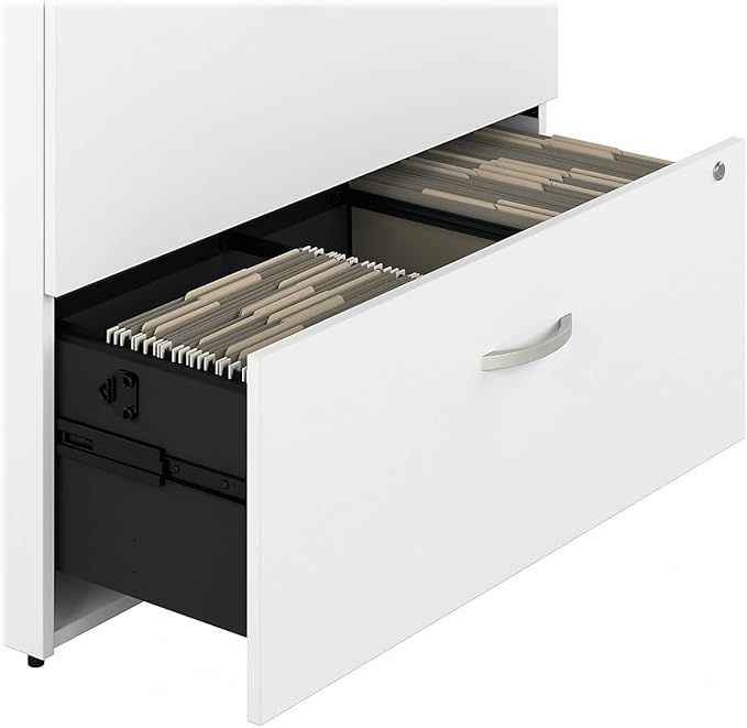 Bush Business Furniture Hybrid 2 Drawer Lateral File Cabinet-Assembled, White