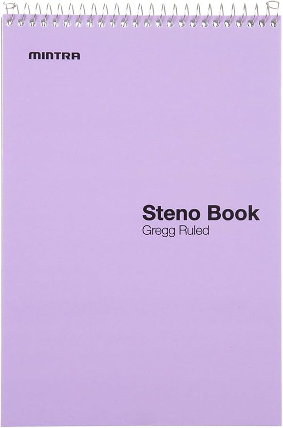 Mintra Office Steno Books (Pastel Colors 4pk - Green Tint Paper, Gregg Ruled)