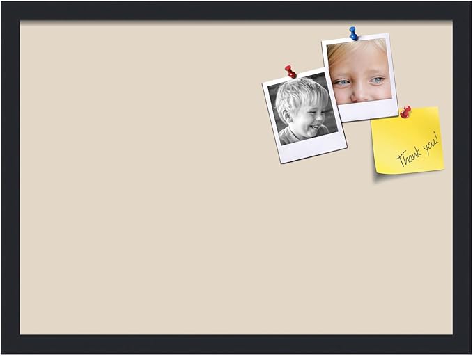 PinPix 22x16 Inch Cork Bulletin Board. This Decorative Framed Pin Board Comes with Desert Pastel Design and a Satin Black Frame. Ideal for Home Office Decor or Message Board (PinPix-1815)