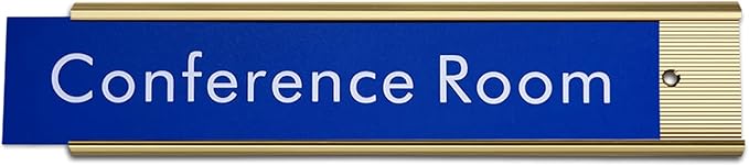 10 Pack 2” x 10” Aluminum Name Plate Holders for Door or Wall, Office Wall Mount Name Plate Holder with Textured Design and Double Sided Tape, for Office, Business, Meeting Room (Gold)