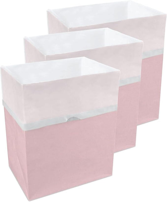| 13 Gallon Disposable Trash Cans (3-Pack) with Fitted Trash Bags - Reusable Garbage and Recycling Bins for Parties, Events, and More (Pink - 17" Height x 13.5" Width x 10" Depth)