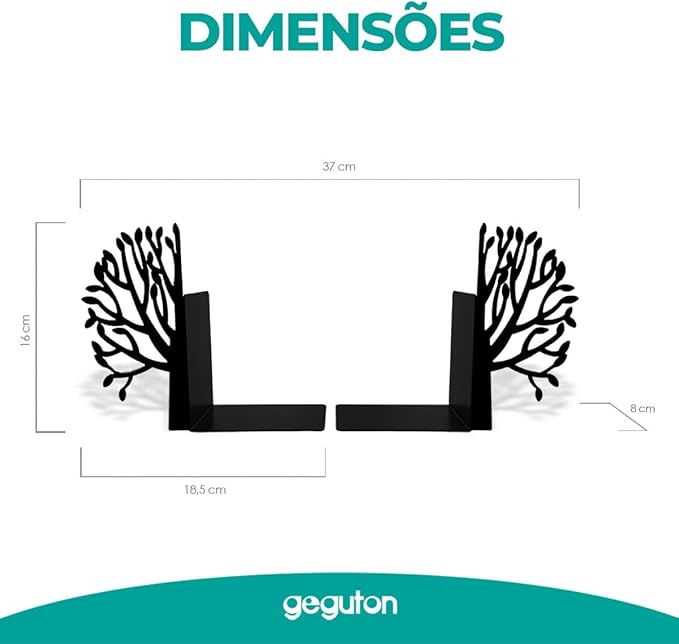 Trees Theme Book Holder Organizer – Steel, Black, Nature Inspired Design – Books in Style, Perfect for Home Decor, Great Gift for Book Lovers – Urban Forest Collection – Geguton