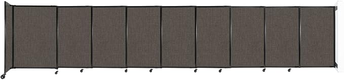 Wall-Mounted Sliding StraightWall Room Divider | Adjustable Widths | Locking Wheels | Room Separator | Up to 19'9" Wide x 4' Tall Mocha Fabric Panels