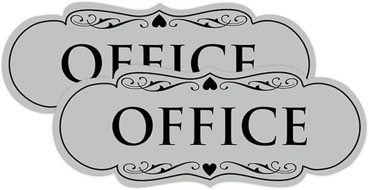 All Quality Designer Office Sign | Easy Installation - Lt Gray - Small (2 Pack)