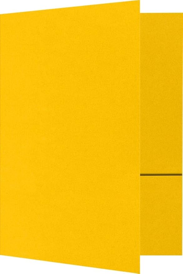 LUXPaper 9" x 12" Presentation Folders | Two Pocket | Sunflower Yellow | 100lb. Cover | 10 Qty