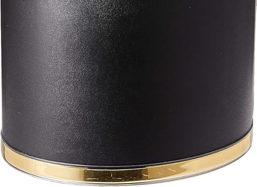 Kraftware Sophisticates Oval Wastebasket with Plastic Liner, Adding Classic Style to The Bathroom and All Other Rooms in The Home or Office, 13 Quart Capacity, Black with Gold Trim