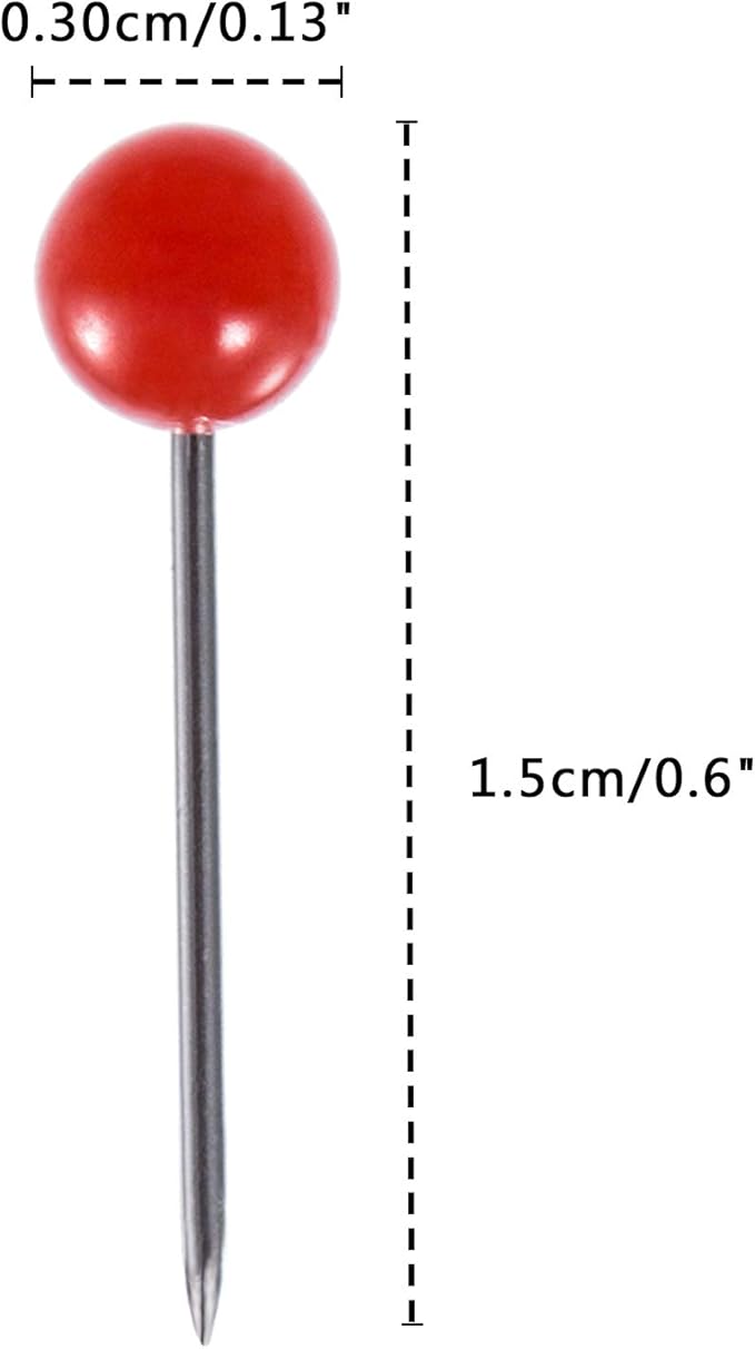 Outus 500 Pieces Map Push Pins Map Tacks Plastic Round Head Tacks with Steel Points (Multicolor, 1/8 Inch)