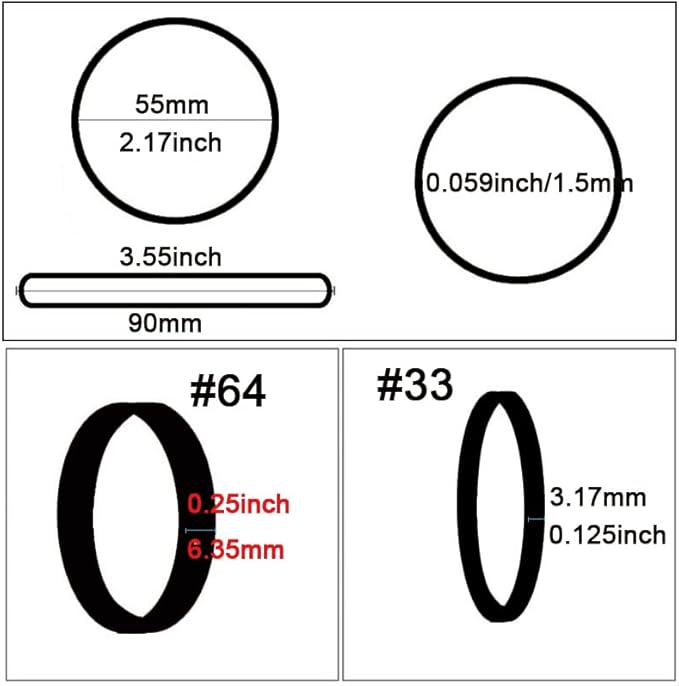 AMUU Rubber Bands Assorted Sizes - Tactical Rubber Bands 3 Sizes #64 & #33 for Home, Money, File Folders - Strong Elastic - 0.5 lb/227g