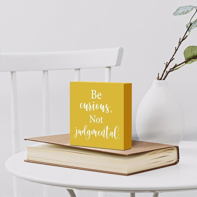Inspirational TV Show Merchandise Wooden Box Sign Decorative Soccer Coach Gifts Office Desk Decor for Tabletop Bookshelf Tiered Tray Home Farmhouse Bedroom Library Rustic Square Wall Decor Yellow