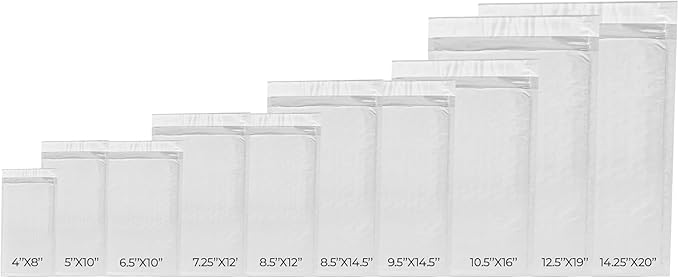 500-Pack Waterproof Poly Bubble Mailers 5 x10 - Thick, Durable, Instant Seal Envelopes with Strong Adhesive - Protective Shipping Mailers for Jewelry, Cosmetics, SD Cards, USB Cables