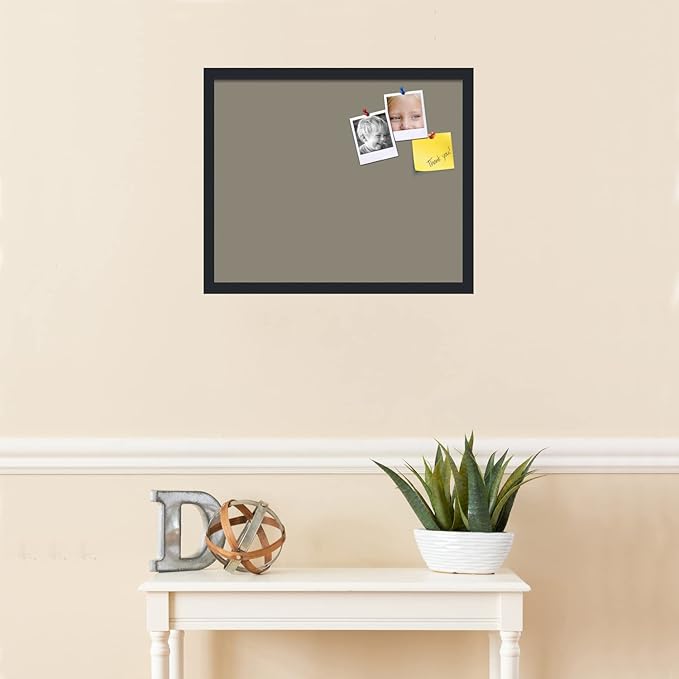 PinPix 22x18 Inch Cork Bulletin Board. This Decorative Framed Pin Board Comes with Pewter Design and a Satin Black Frame. Ideal for Home Office Decor or Message Board (PinPix-1812)