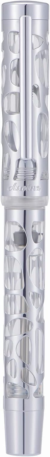Asvine V169 Vacuum Filling Fountain Pen Extra Fine Nib, Water Drop Skeleton Transparent Clear Acrylic Pen Case Set