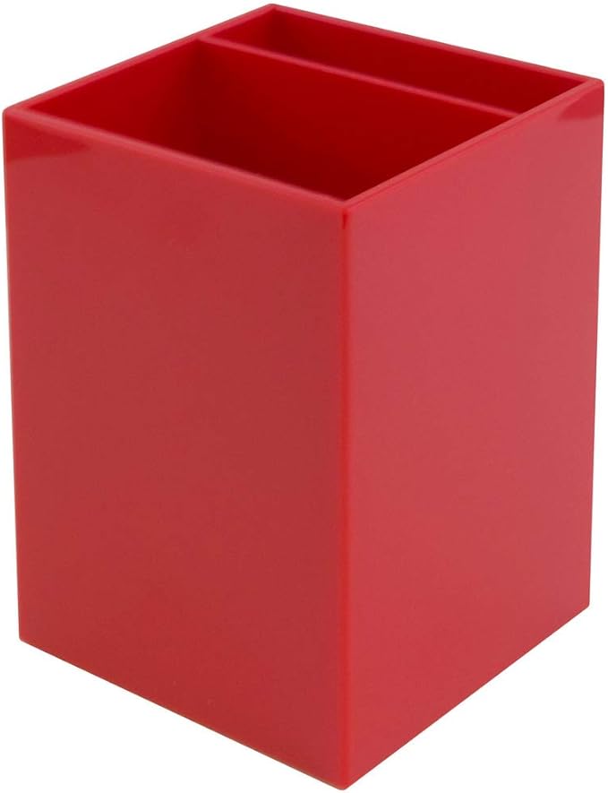 JAM PAPER Stackable Desktop Trays - Red - Office Desk Deluxe Set - 1 Top Tray, 2 Letter Trays, & 1 Pen Holder/Pack