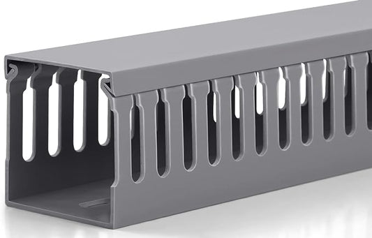 ZhiYo 2x2in Server Rack Cable Management, 6.6ft Cable Duct Cable Raceway Kit, Electrically Safe PVC for Network Cable Management, Open Slot Wire Raceway for Computer Under Desk, Wire Duct Grey