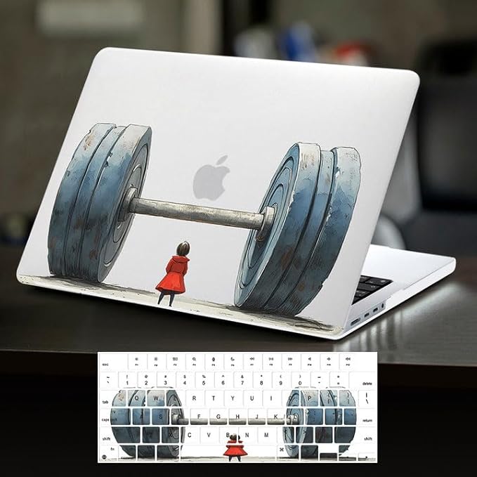 DTangLsm Compatible for MacBook Air 13 inch Case 2025 2024 2023 2022 M4 M3 M2 A3240 A3113 A2681, Smooth Plastic Hard Shell Protective Cover for MacBook Air 13.6 Laptop Case+Keyboard Cover, Big Barbell