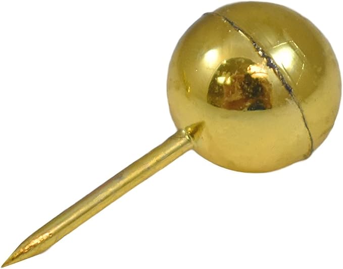 JAM PAPER Colorful Push Pins - Round Head Map Thumb Tacks - Gold Pushpins - 100/Pack