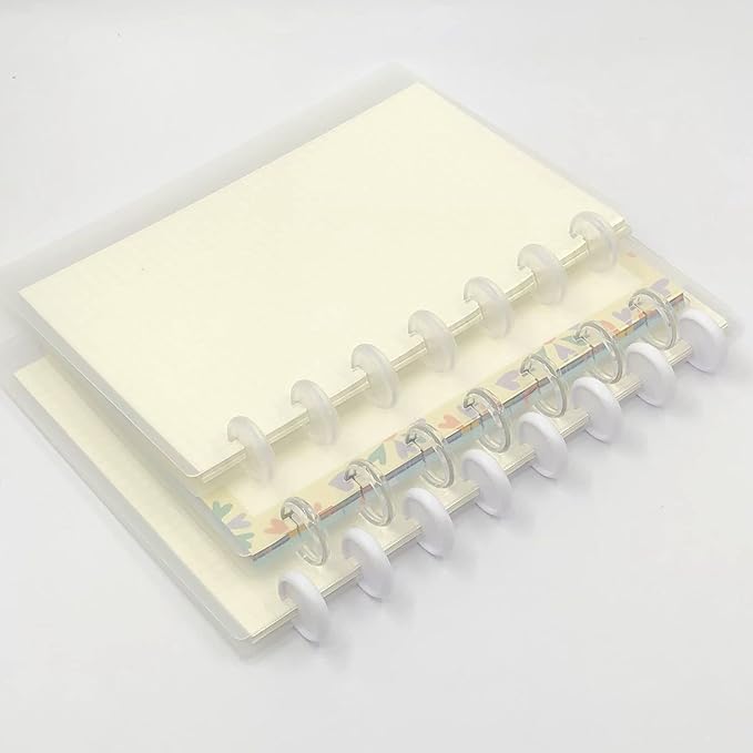 100pcs Discbound Notebook Discs DIY Planner Accessoriesfits for Tul,Levenger,Arc,Happy Planner,Talia(Super Clear White Clear Mixed,1.5inch/38mm)