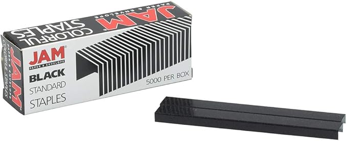 JAM PAPER Standard Size Colorful Staples - Jet Black - 5000/box