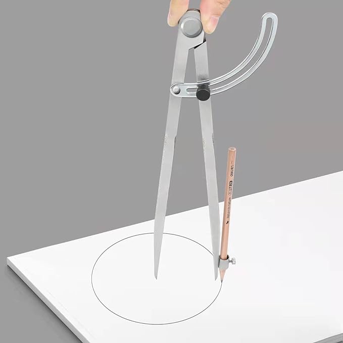 12 inch Compass for Geometry, Compass for Woodworking, Precision Woodworking Compass with Wing Divider and Pencil Holder, Large Compass for Geometry, Woodworking Compass, Drafting, Drawing Compass