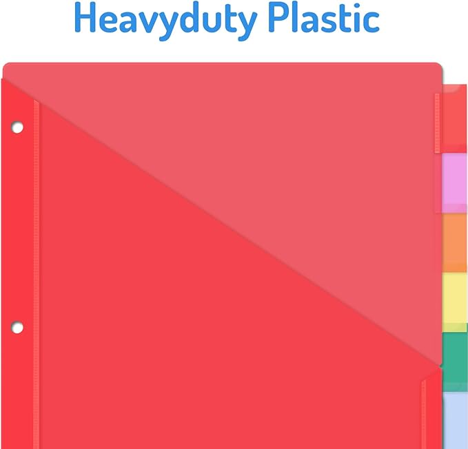 Forvencer 16 Count Dividers with Two Pockets, 8 tabs Binder Dividers for 3 Ring Binder Organizer, Multicolor, 2 Sets